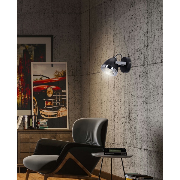 Crazy Lampa Kinkiet Czarny 1X15W Gu10 Klosz Bezbarwny Candellux