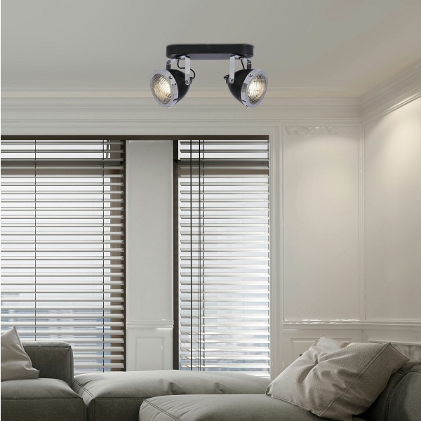 Crazy Lampa Sufitowa Listwa Czarny 2X15W Gu10 Klosz Bezbarwny Candellux