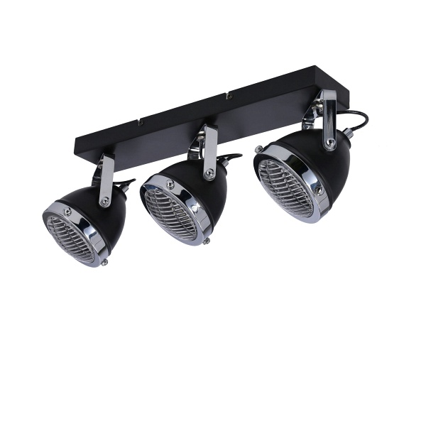 Crazy Lampa Sufitowa Listwa Czarny 3X15W Gu10 Klosz Bezbarwny Candellux