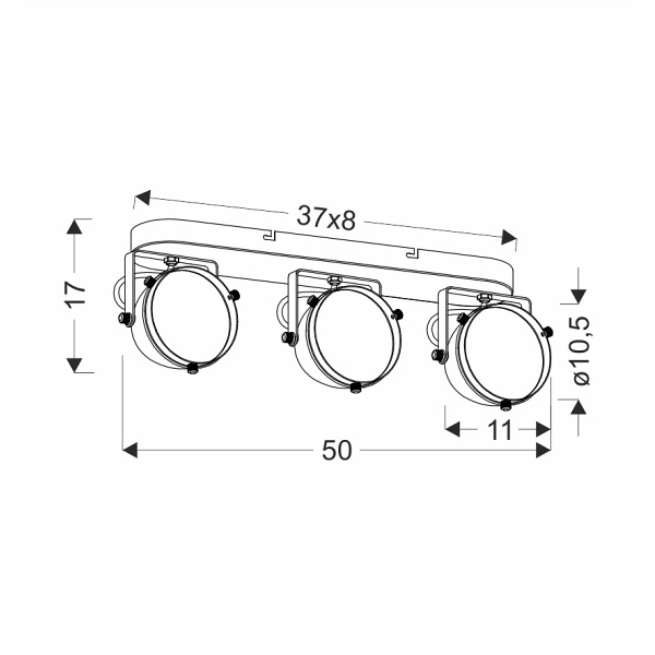 Crazy Lampa Sufitowa Listwa Czarny 3X15W Gu10 Klosz Bezbarwny Candellux