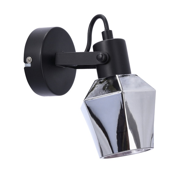 Randi Lampa Kinkiet Czarny Matowy 1X15W E14 Klosz Dymiony Candellux