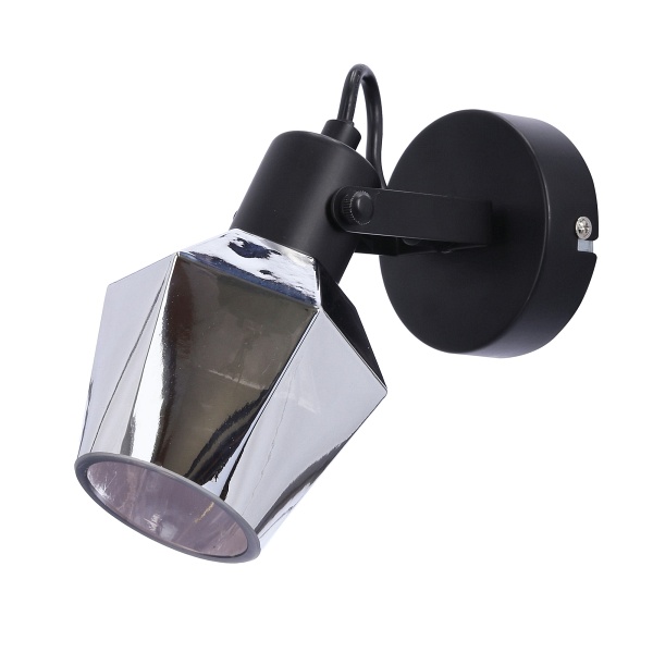 Randi Lampa Kinkiet Czarny Matowy 1X15W E14 Klosz Dymiony Candellux