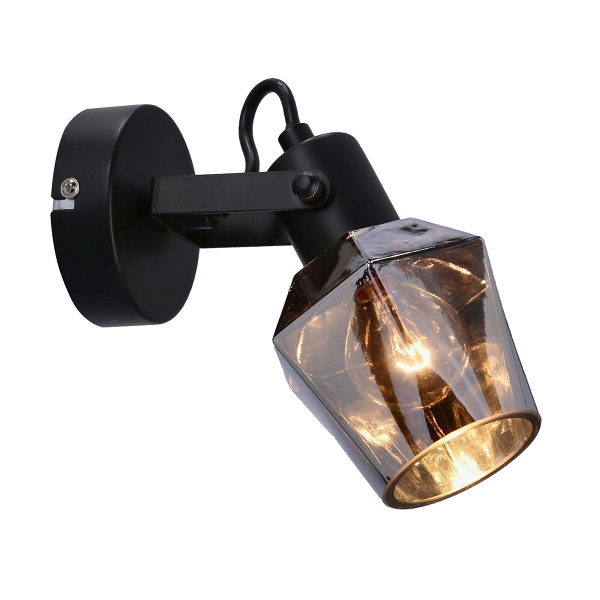 Randi Lampa Kinkiet Czarny Matowy 1X15W E14 Klosz Dymiony Candellux