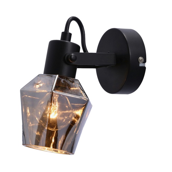 Randi Lampa Kinkiet Czarny Matowy 1X15W E14 Klosz Dymiony Candellux