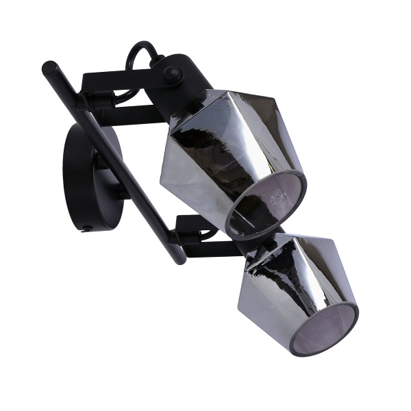 Randi Lampa Sufitowa Listwa Czarny Matowy 2X15W E14 Klosz Dymiony Candellux