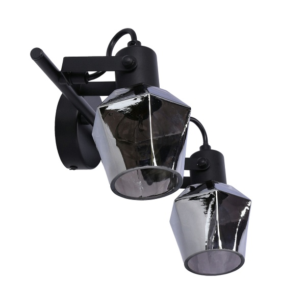 Randi Lampa Sufitowa Listwa Czarny Matowy 2X15W E14 Klosz Dymiony Candellux