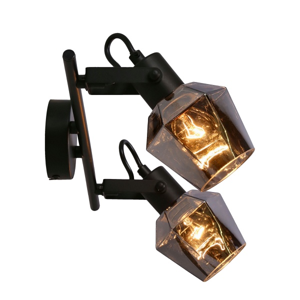 Randi Lampa Sufitowa Listwa Czarny Matowy 2X15W E14 Klosz Dymiony Candellux