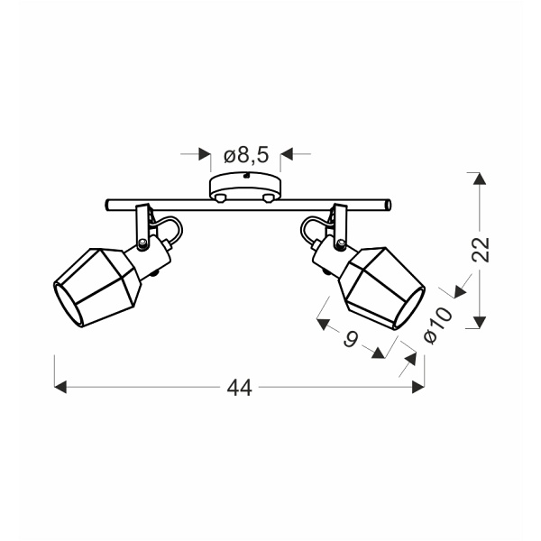 Randi Lampa Sufitowa Listwa Czarny Matowy 2X15W E14 Klosz Dymiony Candellux