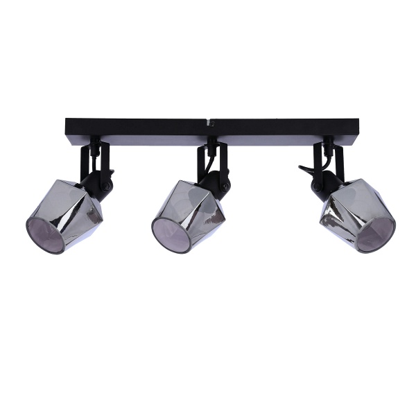 Randi Lampa Sufitowa Listwa Czarny Matowy 3X15W E14 Klosz Dymiony Candellux