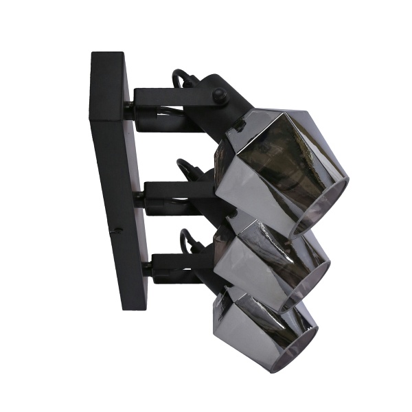 Randi Lampa Sufitowa Listwa Czarny Matowy 3X15W E14 Klosz Dymiony Candellux