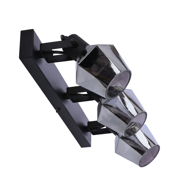 Randi Lampa Sufitowa Listwa Czarny Matowy 3X15W E14 Klosz Dymiony Candellux