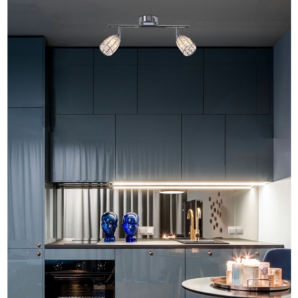 Shiba Lampa Sufitowa Listwa Chromowy 2X15W G9 Klosz Bezbarwny Candellux