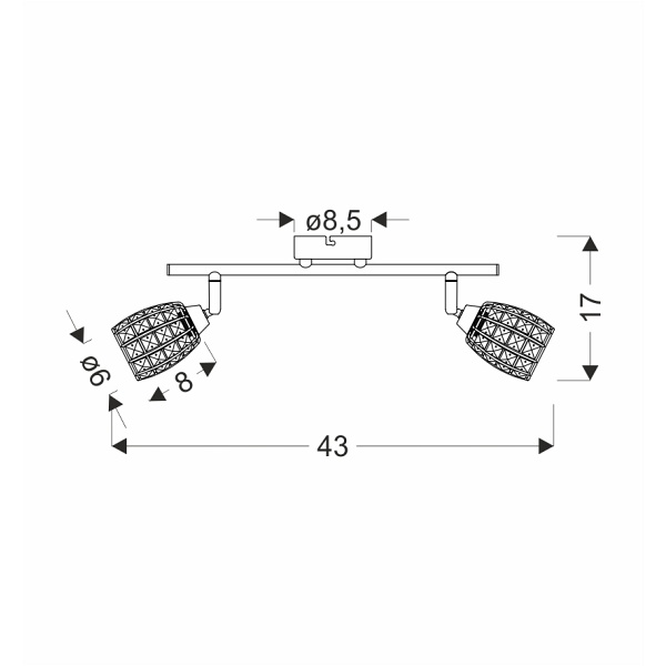 Shiba Lampa Sufitowa Listwa Chromowy 2X15W G9 Klosz Bezbarwny Candellux