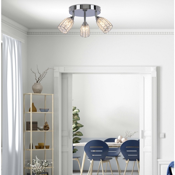 Shiba Lampa Sufitowa Plafon Chromowy 3X15W G9 Klosz Bezbarwny Candellux