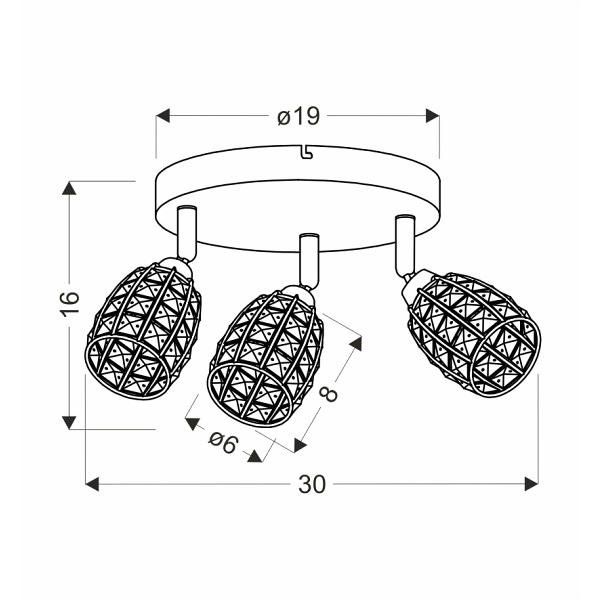 Shiba Lampa Sufitowa Plafon Chromowy 3X15W G9 Klosz Bezbarwny Candellux