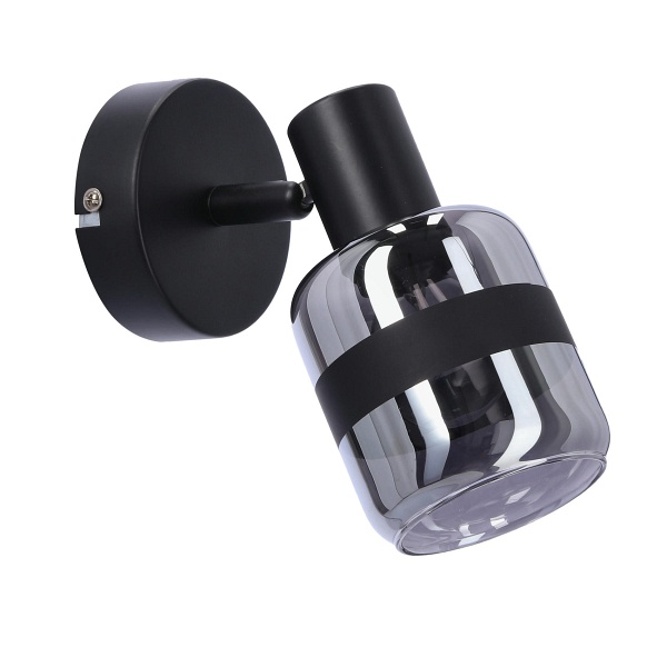 Yuki Lampa Kinkiet Czarny Matowy 1X15W E14 Klosz Dymiony Candellux