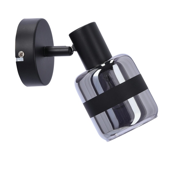 Yuki Lampa Kinkiet Czarny Matowy 1X15W E14 Klosz Dymiony Candellux