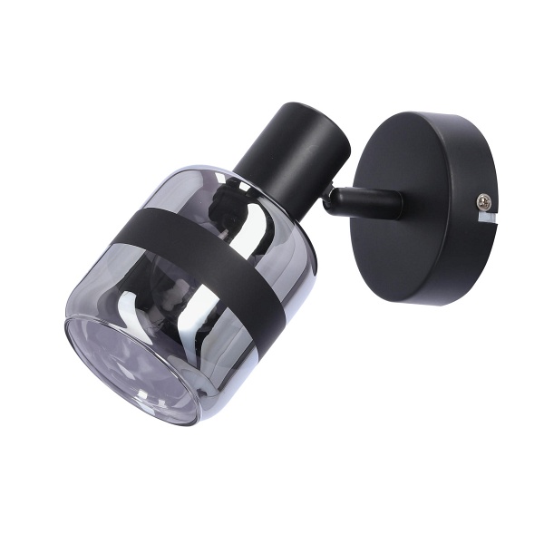 Yuki Lampa Kinkiet Czarny Matowy 1X15W E14 Klosz Dymiony Candellux