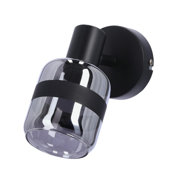 Yuki Lampa Kinkiet Czarny Matowy 1X15W E14 Klosz Dymiony Candellux