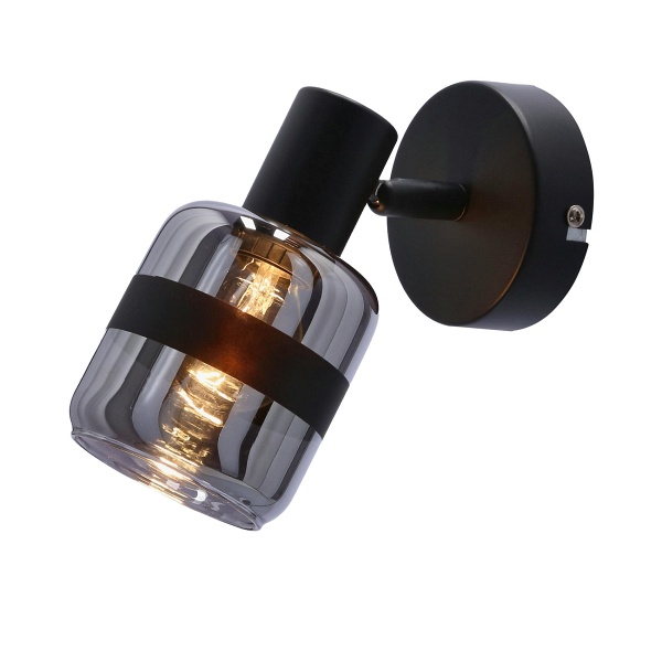 Yuki Lampa Kinkiet Czarny Matowy 1X15W E14 Klosz Dymiony Candellux