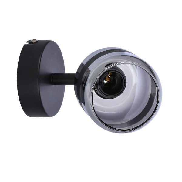 Yuki Lampa Kinkiet Czarny Matowy 1X15W E14 Klosz Dymiony Candellux