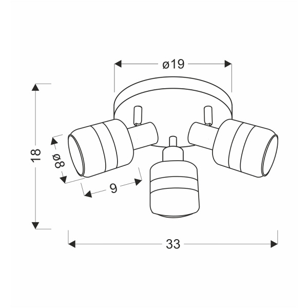 Yuki Lampa Plafon Czarny Matowy 3X15W E14 Klosz Dymiony Candellux