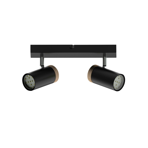 Lagos Lampa Sufitowa Czarny 2X15 Gu10 Klosz Czarny+Drewniany Candellux