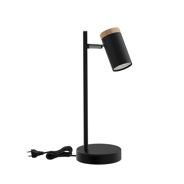 Lagos Lampa Stołowa Czarny 1X15W Gu10 Klosz Czarny+Drewniany Candellux