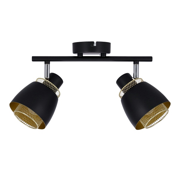 Aleksandria Lampa Sufitowa Listwa Czarny 2X40W E14 Klosz Czarny+Złoty Candellux