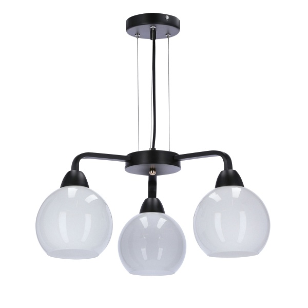 Caldera Lampa Wisząca Czarny 3X60W E27 Klosz Biały Candellux
