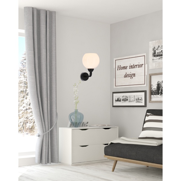 Caldera Lampa Kinkiet Czarny 1X60W E27 Klosz Biały Candellux