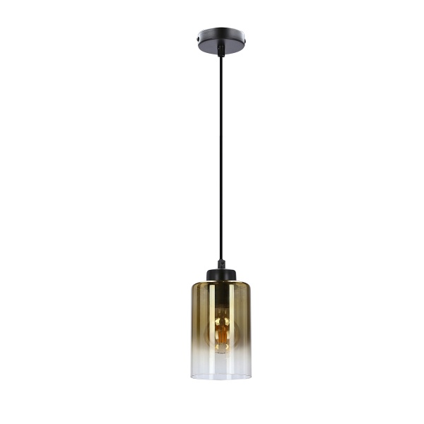 Aspra Lampa Wisząca Czarny 1X60W E27 Klosz Bursztynowy Candellux