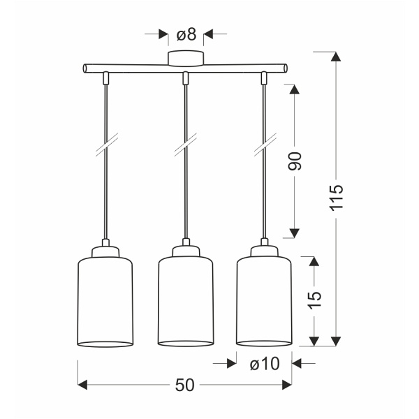 Aspra Lampa Wisząca Czarny 3X60W E27 Klosz Bursztynowy Candellux