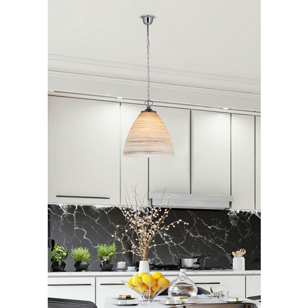 Scordia Lampa Wisząca Chromowy 1X60W E27 Klosz Biały+Srebrny Candellux