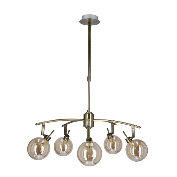 Lentini Lampa Wisząca Patynowy 5X40W G9 Klosz Bursztynowy Candellux