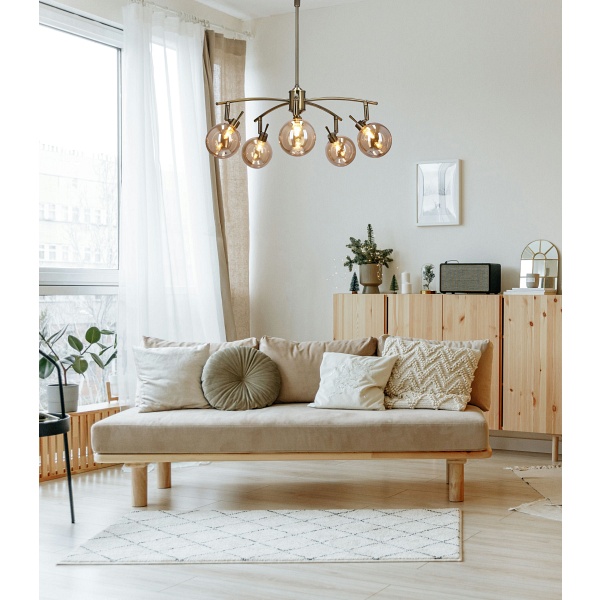 Lentini Lampa Wisząca Patynowy 5X40W G9 Klosz Bursztynowy Candellux