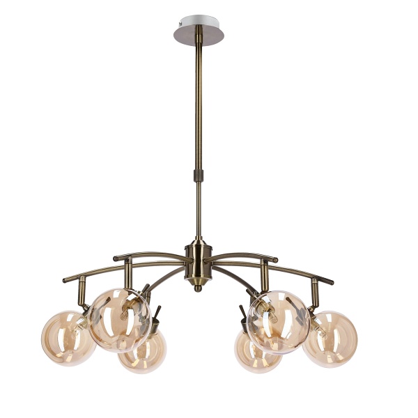 Lentini Lampa Wisząca Patynowy 6X40W G9 Klosz Bursztynowy Candellux