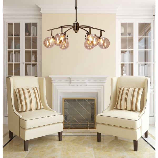 Lentini Lampa Wisząca Patynowy 6X40W G9 Klosz Bursztynowy Candellux