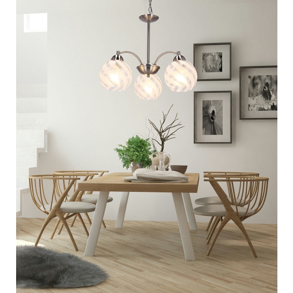Baida Lampa Wisząca Satynowy 3X60W E27 Klosz Matowo Transparentny Candellux