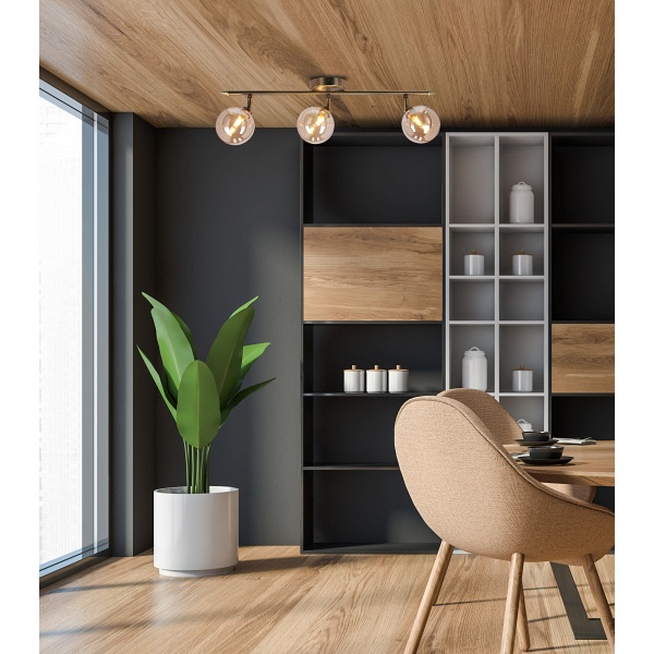 Rodia Lampa Sufitowa Listwa Patynowy 3X40W G9 Klosz Bursztynowy Candellux