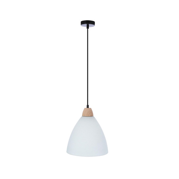 Napola Lampa Wisząca Czarny Z Drewnem 1X60W E27 Klosz Biały Candellux