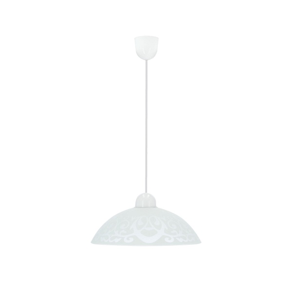 Bronte Lampa Wisząca 1X60W E27 Klosz Biały Z Wzorem Candellux