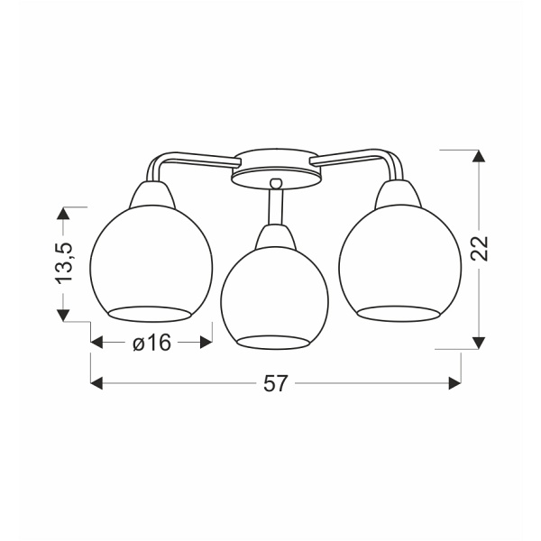 Caldera Lampa Sufitowa Ampla Czarny 3X60W E27 Klosz Biały Candellux