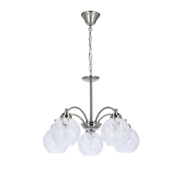 Baida Lampa Wisząca Satynowy 5X60W E27 Klosz Matowo Transparentny Candellux