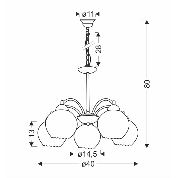 Baida Lampa Wisząca Satynowy 5X60W E27 Klosz Matowo Transparentny Candellux
