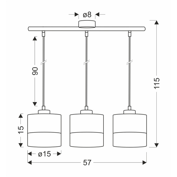 Porto Lampa Wisząca Czarny 3X60W E27 Abażur Czarny+Brązowy Candellux