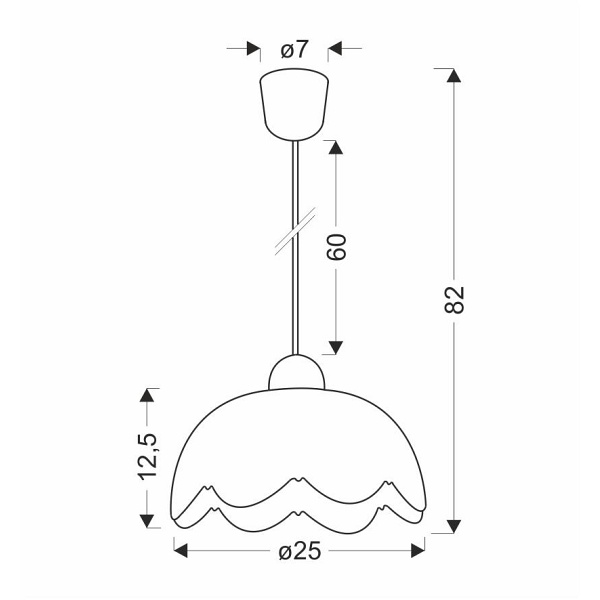 Bratek Lampa Wisząca 25 1X60W E27 Klosz Biały Candellux