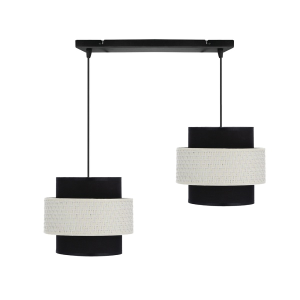 Benta Lampa Wisząca Czarny 2X40W E27 Abażur Czarny+Kremowy Candellux