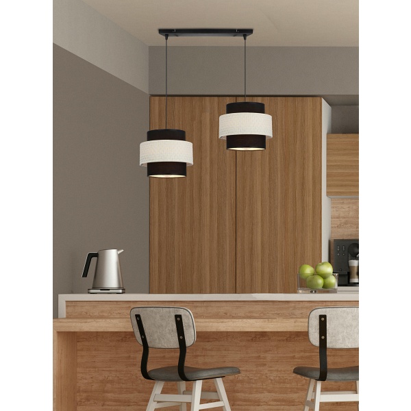 Benta Lampa Wisząca Czarny 2X40W E27 Abażur Czarny+Kremowy Candellux