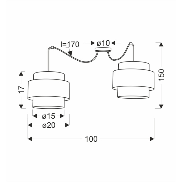 Benta P Lampa Wisząca Czarny 2X40W E27 Abażur Czarny+Kremowy Candellux
